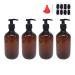 4 Pack 16 OZ Empty Plastic Pump Lotion Bottles with 1 Pen, Labels & Silicone Funnel, Amber Color Lotion Dispenser with Locking Pump for Body Wash, Shampoo, Massage Lotion, Gel by ZMYBCPACK 4 Count (Pack of 1)