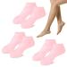FEXPDL 3 Pairs Women Foot Spa Pedicure Silicone Socks Moisturising Socks Anti Slip Aloe Socks Silicone Socks for Women Spa Gel Socks Foot Spa Gel Silicone Socks for Women Moisturising Feet (Pink)