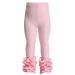 HOOLCHEAN Baby Toddler and Little Girls Cotton Ruffle Leggings 5-6 Years Slim Pink