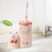 3-Piece Children's Toothbrush Cup Set | Cute Cat Caricature Travel Holder for Home School & Camping - White Green Pink - Buy Online on GoSupps.com