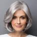 Short natural gray wig adjustable curly wig with a comfortable intranet for daily use compatible for older women 1