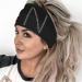 GORTIN Letter Rhinestones Headbands Black Boho Headband Wide Hair Bands Stretch Turban Head Wraps Knotted Head Pieces Party Head Jewelry for Women and Girls Pack of 1 (N)