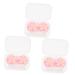 Healvian 3pcs Contact Lens Case Pink Simple Crystal Plastic Pink 7X4.5X2.5CM