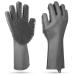 Magic Cleaning Gloves Grey Reusable Silicone Cleaning Gloves Dishwashing Scrubber Dish Wash Scrubbing Sponge Gloves with Bristles Great for Washing