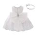 FYMNSI Baby Girl Baptism Christening Dress Bowknot Lace Floral Embroidery Formal Party Birthday Pageant Wedding Bridesmaid Tutu Princess Christmas Evening Gown with Headband Outfit for 6-24 Months 9-12 Months White