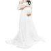 Odoukey Maternity Dress Lace Strapless Gown Floral Maternity Photography Dress Fancy Pregnancy Dress for Pregnant Photoshoot(White S)