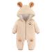 JiAmy Baby Boys Snowsuits Baby Gilrs Hooded Romper Winter Jumpsuit Infant Boys Girls Bear Cartoon Pajamas Outfits Khaki 9-12 Months Khaki Bear 9-12 Months