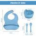 Vicloon Silicone Baby Feeding Set - 4Pcs Weaning Set with Suction Plate, Bib, Spoon & Fork | BPA-Free Toddler & Kids Bowl Set - Blue - Buy Online on GoSupps.com