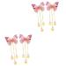 Beaupretty 2 Pairs hanfu butterfly headdress hairpin with tassel metallic hair clips tassel hair clips kids hair accessories for girls long tassel hair barrettes child alloy Costume decorate