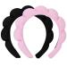 Spa Headband for Washing Face Skincare Headbands for Makeup Removal Face Scrubber Facial Exfoliator Sponge Makeup Headband Terry Cloth Headband Bubble Soft Puffy Headband for Girl Women Pink + Black