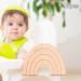 Colcolo 10x Natural Beech Wooden Baby Teething Toys - Rainbow Shape Chew Toys for Toddlers | Safe & Eco-Friendly - Buy Online on GoSupps.com