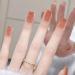 SINLOV Medium Long Square Fake Nails Pink French False Nail Glossy Full Cover False Nails Press on False Nails for Women and Girls