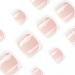 24Pcs Glossy Nude Pink French Tip False Toe Nails with Floral Designs - Acrylic Press On Toenails for Women & Girls - Buy Online on GoSupps.com