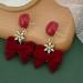 Fashion Earrings Ladies Jewelry Vintage Red Bow Small Snowflake Earrings for Women Festive Party Banquet Jewelry Dainty Earrings Fashion Accessories - Buy Online on GoSupps.com