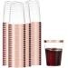 100 Rose Gold Plastic Cups 10 Oz Clear Plastic Cups Tumblers Rose Gold Rimmed Cups Fancy Disposable Wedding Cups Elegant Party Cups Recyclable and BPA-Free with Rose Gold Rim(3.54X2.76X2 Inch)