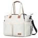Lekebaby Baby Changing Bag Large Nappy Bags for Mom and Dad Nappy Changing Bag Stylish Travel Tote with Nappy Changing Mat Quilted Beige