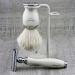 Razor Plane & Pure White Shaving Brush Set - 3 Pieces for Men | Complete Wet Shaving Kit with Stand - Buy Online on GoSupps.com