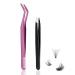 Eyelash applicator tool 1 eyelash applicator for clusters eyelashes plus 1 eyebrow tweezers DIY eyelash extensions tweezers set (2 pieces)