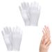 2 Pairs Cotton Moisturizing Gloves Over Night Bedtime White Cotton Cosmetic Inspection Premium Cloth Quality Eczema Dry Sensitive Irritated Skin Spa Therapy Secure Wristband One Size
