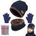 Yutdeng Kids Winter Hat Scarf and Gloves Set Girls Beanie Knitted Snood & Gloves 3 in 1 Super Soft Great Warm Boys 2-10 Years Nary Blue
