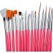 20-Piece Nail Art Brush Set with Pink and White Acrylic Handles - Manicure & Pedicure Kit for Designing, Dotting, and Painting - Pink - Buy Online on GoSupps.com