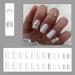 Justotry 24-Piece Silver Glitter Press-On Nails | Angular Medium Fake Nails with Diamonds | Milky French Design | Short Square Artificial Nails for Women - Buy Online on GoSupps.com