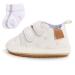Baby Girls Boys Sneakers Toddler Shoes PU Leather First Walking Shoes Anti-Slip Infant Newborn Prewalker Sneakers for 0-18 Months with Sock 6-12 Months Whitexin