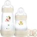 MAM Easy Start Colours of Nature Starter Self Sterilising Anti Colic Starter Set (Fox) Non-Shiny Matt Finish Newborn Bottle Set and Soother Newborn Essentials Cream