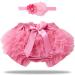 EQLEF Bloomer Shorts Baby Frilly Knickers With Layered Lace Nappy Cover Baby Girls Ruffle Pants and Headband Set for Baby Photography Prop Costume Pink