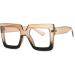 ALWAYSUV Oversized Square Blue Light Glasses for Women - Stylish Big Frame Eyewear in Champagne & Black - Protect Your Eyes with Clear Lens Computer Glasses - Buy Online on GoSupps.com