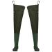 Hip Waders, Lightweight Waterproof Hip Boots for Men and Women, Nylon Fishing Hunting Bootfoot with Cleated Outsole, Size 10, Army Green M10/W12