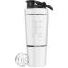 ROCKY&CHAO Stainless Steel Protein Shaker 700ml + 200ml - Double Wall Mixer with Powder Compartment & Ball - Ideal for Fitness & Sports (White) - Buy Online on GoSupps.com