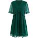 Thsue Women's Green Chiffon Lace Midi Dress - Formal Wedding Guest Short Sleeve Summer Dress - Buy Online on GoSupps.com