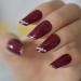 Burgundy Galaxy Glitter Shiny Medium Length Fake Nails Set - 24 Rhinestone DIY Nail Art Tips - Buy Online on GoSupps.com