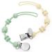 MISSLILI Baby Silicone Pacifier Clip Holder with One-Piece Silicone Pacifier Clip  Set of 2 Soft Flexible Pacifier Clips Binky Clips for Boys and Girls. Milky White & Green