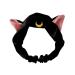 Ziper Cute Cat Usagi Moon Cosmetic Hairband shower headband (Black)