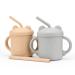 Silicone Baby Cup - 6OZ Transition Sippy Cups with Straw & Removable Lid (Silver & PapayaWhip)