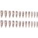 Justotry 24 Pcs Long Nude French Stiletto Fake Nails with Bamboo Patterns - Almond Stick on Nails for Women | Extra Long False Nails with Glue for Nail Art - Buy Online on GoSupps.com