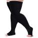 BLU HORN Open Toe Thigh High Wide Calf Compression Stocking 20-30mmHg - Relieves Pain & Swelling, Improves Circulation - 3XL Black - Buy Online on GoSupps.com
