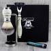 3 -part shaving set for men: synthetic shaving brush & Mach 3 razors shaving stands for both - ideal as a gift for him breathtaking classic ivory color