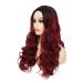 Red Long Wavy Wigs for Women | Synthetic Ombre Black to Red Curly Hair Wig for Halloween Cosplay - Buy Online on GoSupps.com