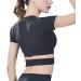 DREAM SLIM Women's Workout Crop Top - Cross Dance Yoga, Slim Fit Stretchy Shirt (Black, Medium) - Buy Online on GoSupps.com