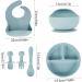 Set of 6 Baby Feeding Set Silicone Baby Tableware Set Food Grade Infant Dinnerware Set BPA Free Baby Led Weaning Supplies Non-Slip Self Feeding Utensils with Silicone Suction Bowls&Adjustable Bib&Divided Plates&Fork&Soft Spoon&Soup Spoon for Toddlers Infa - Buy Online on GoSupps.com