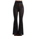 Women's Mesh Sheer Flared Bell Bottom Pants - Medium Black | Dance Festival Clubwear - Buy Online on GoSupps.com