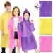 BFONS 3Pack Rain Ponchos for Kids Reusable 3 Colors EVA Raincoats for Boys Girls with Drawstring Hood and Sleeves Waterproof Rain Coats Perfect for Camping Hiking & Travel Outdoor Accessories
