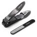 Adknic nail clips men nail clips large with collecting container (prevent nail splashes) snap -nail fingernails nail clipper large nail cutter professional premium stainless steel nail zwicker (black)
