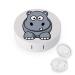 Grey Hippo Round Case For Contact Lens Kit Storage Box with Mirror Printed