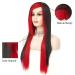 Siudus Red & Black Long Gothic Wig for Women - Heat-Resistant Side Part Cosplay & Halloween - Buy Online on GoSupps.com