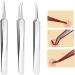 3 Pcs Stainless Steel Blackhead Remover Tweezers Set - Needle Pointed for Ingrown Hair Removal - Buy Online on GoSupps.com