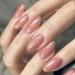 Mouyouglow press on nails short round nude pink fake nails full cover artificial nails with nail glue pink nude color gold glitter acrylic artificial fingernails for women & girls press i019